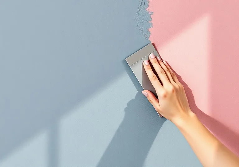 Application d'un enduit décoratif à la lisseuse sur un mur