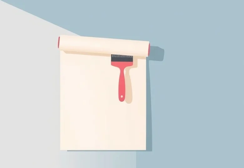 Pose de papier peint, rouleau et brosse à maroufler